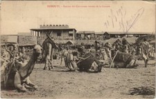 Old postcard AK Station des Caravans Coming de la Brousse DJIBOUTI (1084451)
