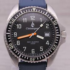 Vintage 1980's Chronosport Sea Quartz 1000 Mens 42mm Steel Quartz Divers Watch