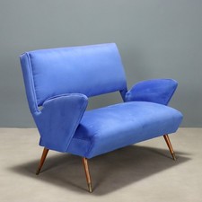 Canapé Vintage Velours Rembourrage Design Années 1960 Original