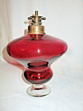 Ancienne Lampe  veilleuse d'Eglise  autel en verre soufflé rouge XIXè