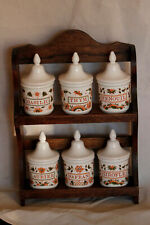 Etagere et 6 pots á épices vintage Moustiers French Ceramic Spice Pots + Rack