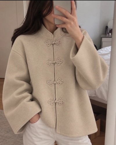 Veste laine bouillie à - ,