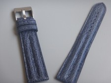 20 mm BRACELET ÉTANCHE REQUIN VÉRITABLE BLEU MARINE TYPE CHRONOMAT DOUBLE JONC