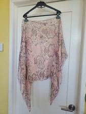 Vintage BeBe Pink Dainty See Through Shawl Top Blouse Flowy Sleeves 