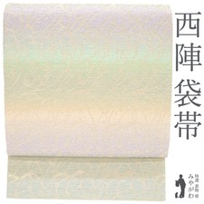 Kuma Obi Kyoto Nishijin Pure Silk Robe Decollete Green Wisteria Purple Beige Blu