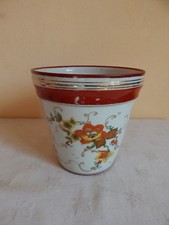 Cache pot en porcelaine de Couleuvre - décor floral polychrome