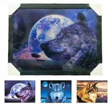 cadre poster 3D loup dans la