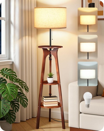 Lampadaire trépied bois - en,
