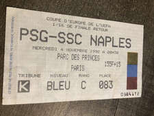 Ticket  )) PSG V NAPOLI - coupe europe UEFA C2 1992/93