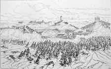 BATAILLE de SOLFERINO- DIVISION CAMOU à l'assaut du MONT des CYPRÈS -Gravure 19e