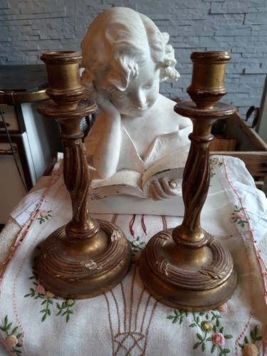 Lot bougeoirs en bois - lot,