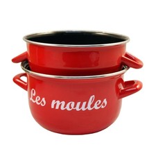  24 cm red enamelled steel mold pot with stainless lid compatible...