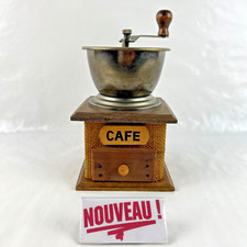 ➜MANUAL COFFEE GRINDER for beans burlap wooden metal vintage/old 20th century