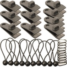 Lot de 10 Clip de Fixation Bache avec 10 Cordon Elastique avec Boule 10 Pince...