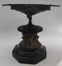 ART NOUVEAU BRONZE STANDING CUT WITH BROWN PATINA ON BLACK MARBLE BASE