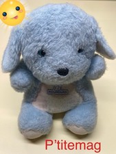 Ancien Doudou peluche Chien Bleu, Marque Nounours ￼