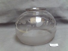 Antique satin and clear glass lampshade, Ø 14.1 cm, with flange Ø 67 (CH54)