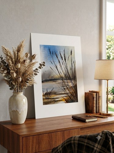 Aquarelle originale paysage - -,
