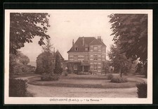 Old postcard Crécy-Couvé, La Terrasse 