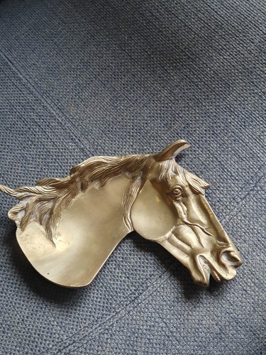 Brass horse head ashtray - head,