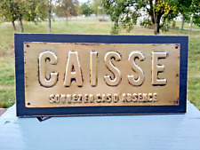 Enseigne Caisse a poser bois,laiton avec reliefs 30x14cm,bar,commerce,restaurant