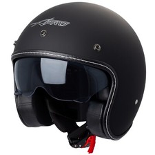 Casque Moto Jet Cafe Racer Homologué ECE 22-06 Scooter Custom Noir Mat