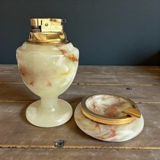 Briquet Onyx Table + Cendrier Assorti Vintage - Mécanisme GAS