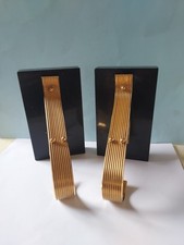 Paire De Serre-livres Art Deco En Marbre Et Métal Doré A L'or Fin