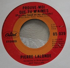 45t/SP Pierre Lalonde : Prouve-moi Que Tu M'aime +1  1969 -/VG++ Pressage Canada