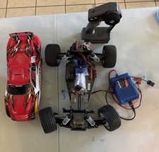 Traxxas Rustler Red White RC Car Tested W/ Remote & Charger