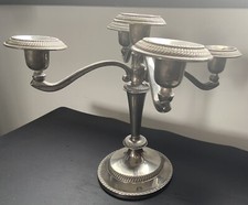 superbe bougeoir chandelier 5 branches vintage métal Argenté