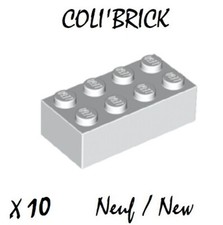 Lego 3001 - 10x Briques / Brick 2x4 - Blanc / White - New Neuf