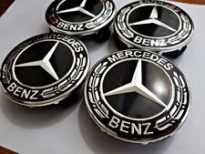 4 CAPS HUBCAPS 75MM FOR MERCEDES BENZ ALLOY WHEELS CLASS A B C AND GLE BLACK