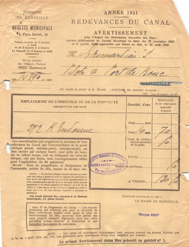1931 redevances marseille - redevances,