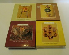 lot of 4 anne geddes 100 pc puzzle baby bees, butterfly, flower, pear tree