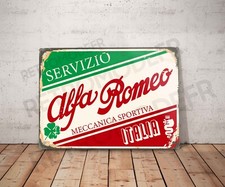 Plaque métal vintage alfa romeo servizio Enseigne Garage Décoration Déco atelier