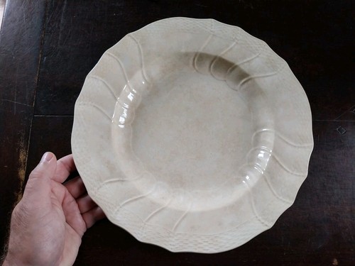 Plat faience blanche creme - plat,