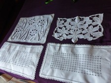 FOUR ANTIQUE PLACEMATS INCLUDING A HEADREST 1930s PERFECT CONDITION