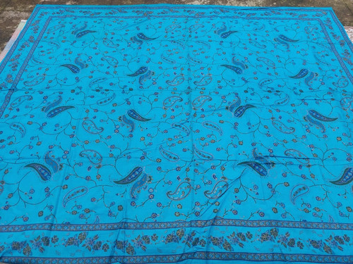 Grand couvre lit - indien, bleu