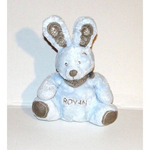 Doudou lapin bleu bandana - doudou,