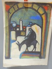 -BELLE LITHOGRAPHIE Signée GEORGES BRIATA 1933/2019 N° 91/250 FEMME sur ANE   D