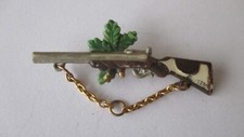 Vintage 6cm shotgun brooch with oak leaves and ALLEVARD chain 