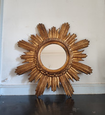 Miroir soleil ancien en bois
