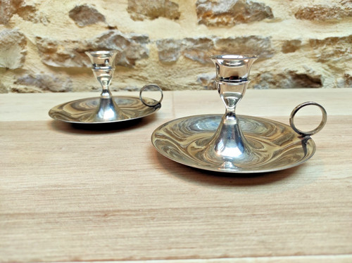 Lot bougeoirs argentés - bougeoirs,