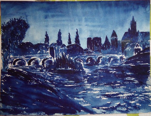 Belle aquarelle paysage - , ville
