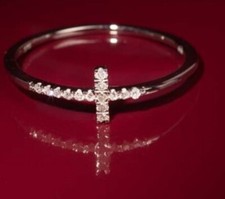 Bague croix or blanc et