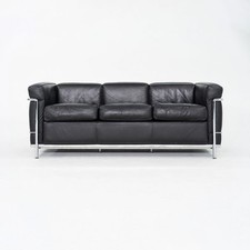 2000s Le Corbusier, Jeanneret and Perriand for Cassina LC2 3-Seat Sofa in Black