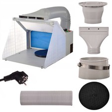 Cabine de peinture aérographe portable avec plate-forme rotative éclairage LED 