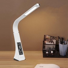 LED Desk Lamp Digital Display Gooseneck Touch Control Cordless Reading Light For