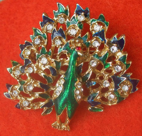 Vintage broche paon fait - broche, la